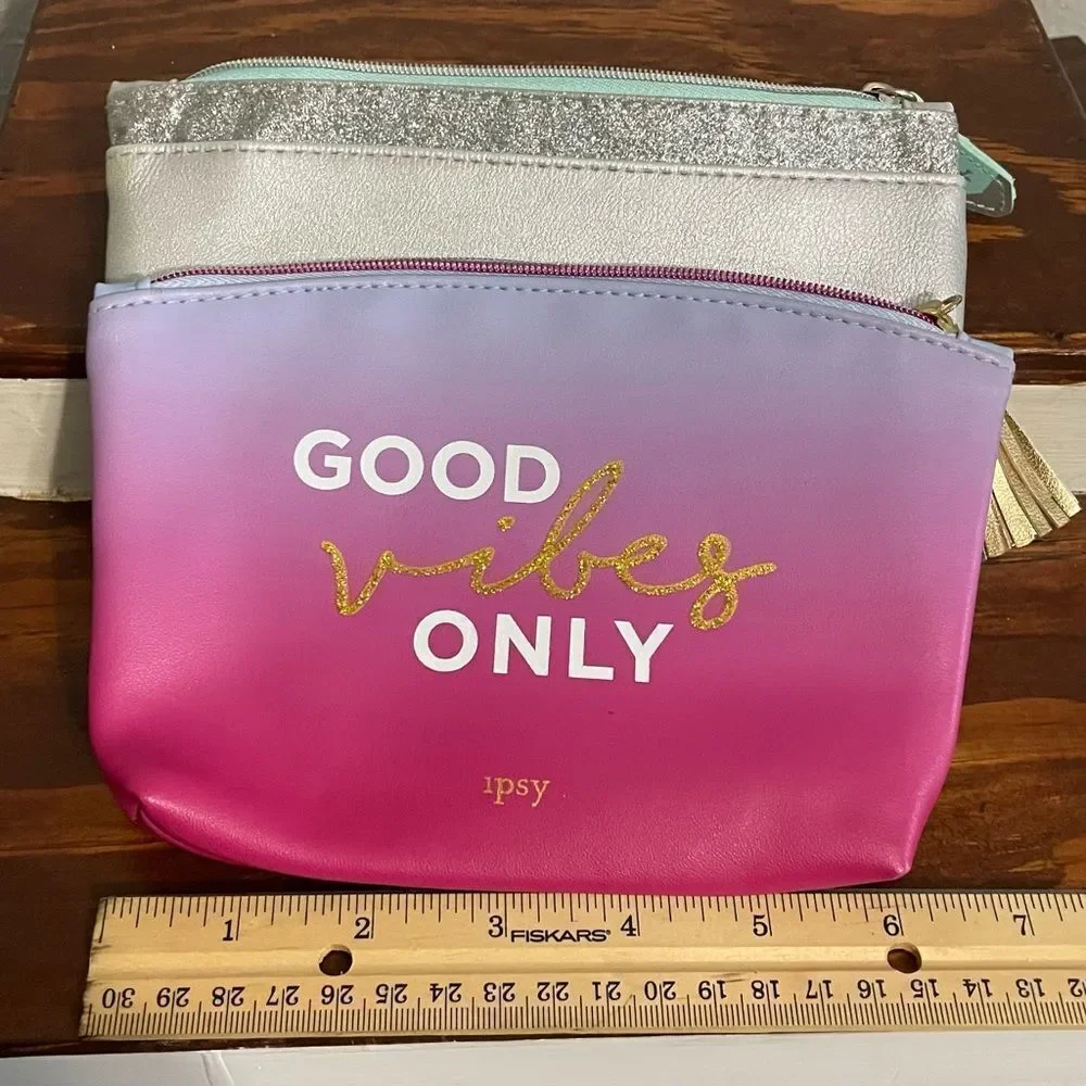 2 Ipsy Bags… Pink and Blue Good Vibes, And Silver & Blue